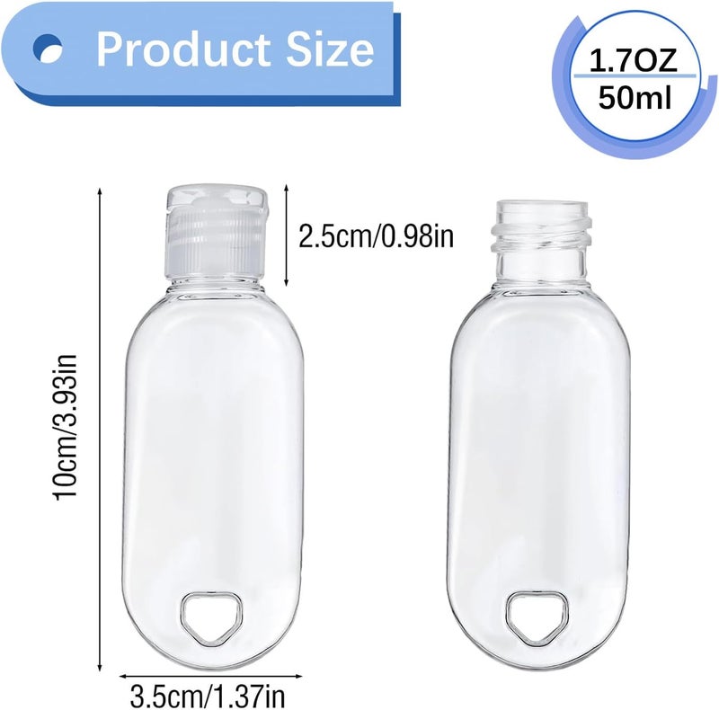 FUNAUPGO 5 Pcs Refillable Travel Bottles Hand Sanitizer Travel Size Holder with Keychain Portable Empty Plastic Bottles Leakproof Squeeze Containers with Clip for Home Office Outdoor - Image 2